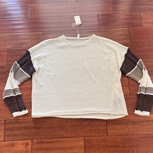 NWT Wishlist Cream and Brown Striped Sweater